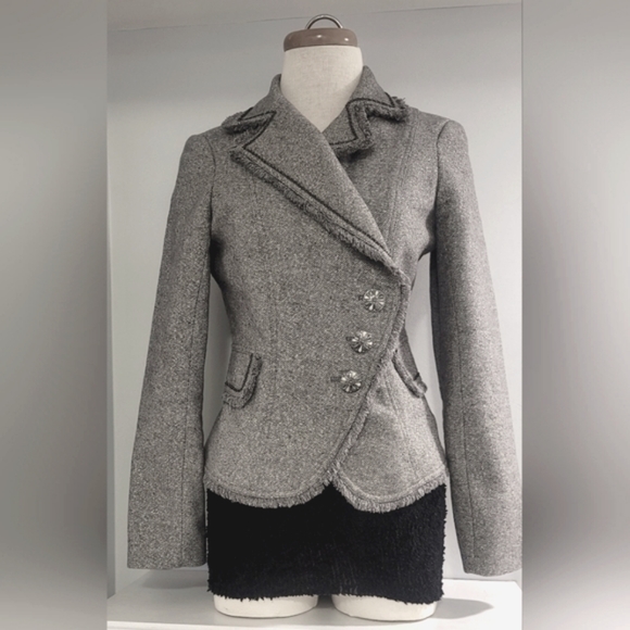 Cache Tops - Cashe Cotton Wool Linen Gray Blazer Jacket